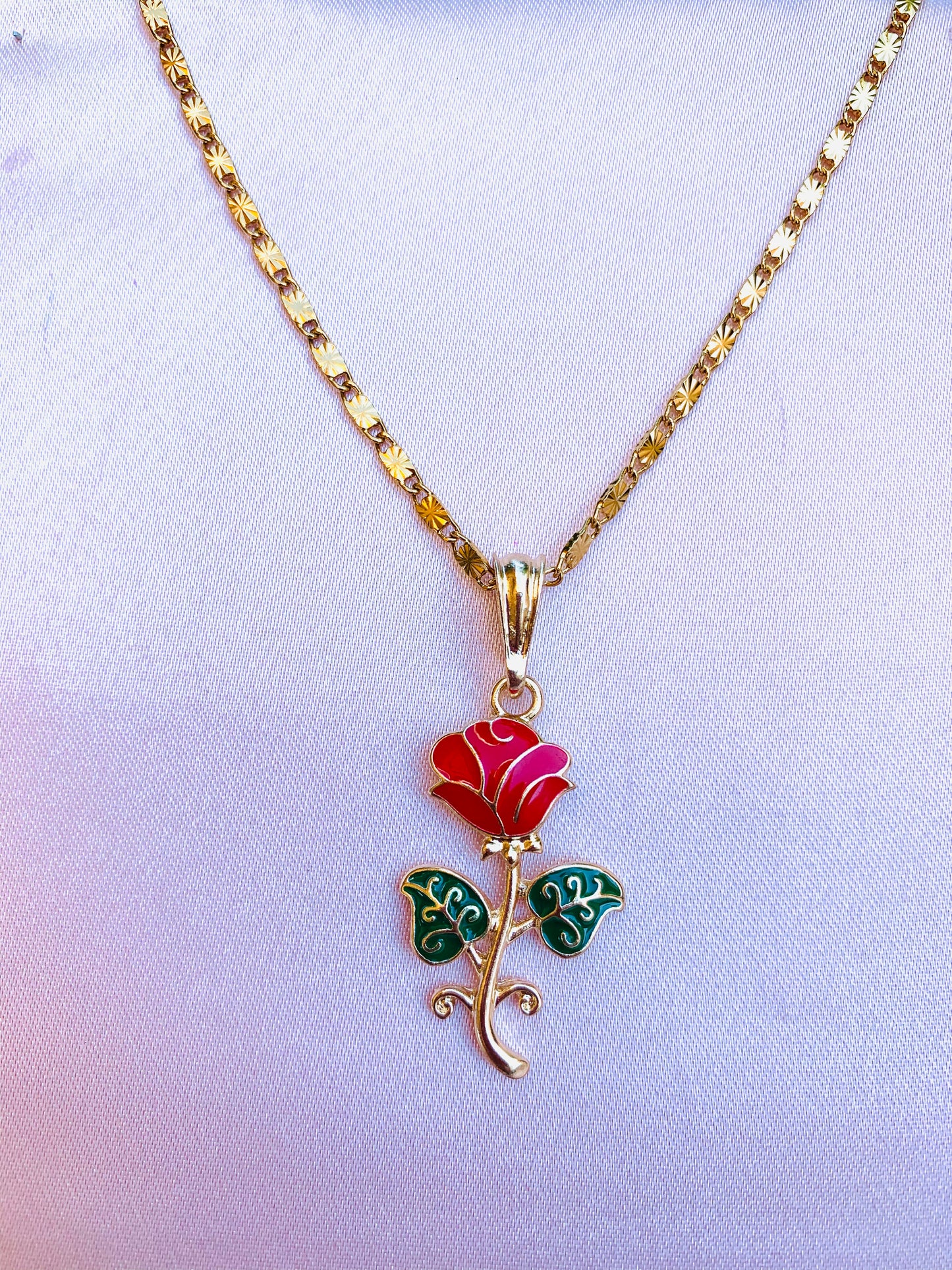 Gold plated red rose necklaces/jewelry/gold/silver/fashion#020089BN